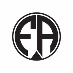FA Logo monogram circle with piece ribbon style on white background