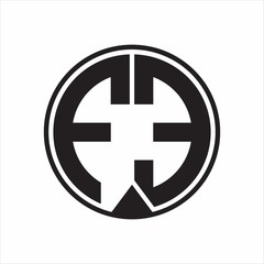 FE Logo monogram circle with piece ribbon style on white background