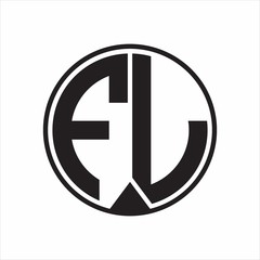 FL Logo monogram circle with piece ribbon style on white background