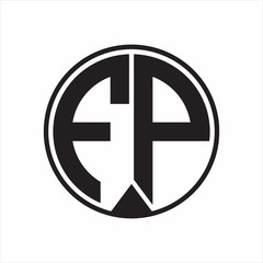 FP Logo monogram circle with piece ribbon style on white background