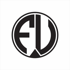 FU Logo monogram circle with piece ribbon style on white background