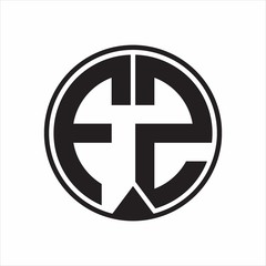 FZ Logo monogram circle with piece ribbon style on white background