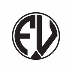 FV Logo monogram circle with piece ribbon style on white background