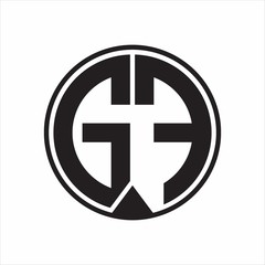 GF Logo monogram circle with piece ribbon style on white background