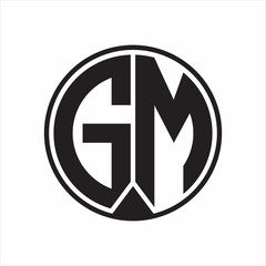 GM Logo monogram circle with piece ribbon style on white background