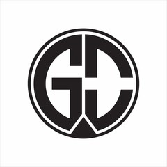 Obraz premium GO Logo monogram circle with piece ribbon style on white background