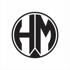 HM Logo monogram circle with piece ribbon style on white background