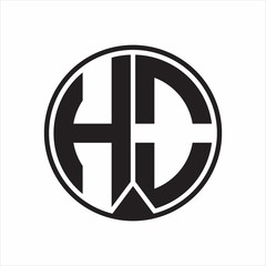 HO Logo monogram circle with piece ribbon style on white background