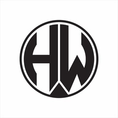 HW Logo monogram circle with piece ribbon style on white background