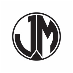 JM Logo monogram circle with piece ribbon style on white background