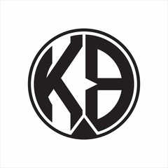 KB Logo monogram circle with piece ribbon style on white background