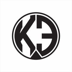 KE Logo monogram circle with piece ribbon style on white background