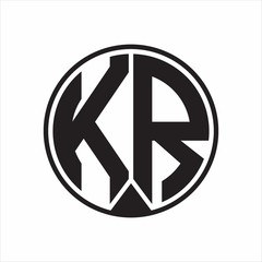 KR Logo monogram circle with piece ribbon style on white background