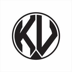 KV Logo monogram circle with piece ribbon style on white background
