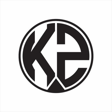 KZ Logo monogram circle with piece ribbon style on white background