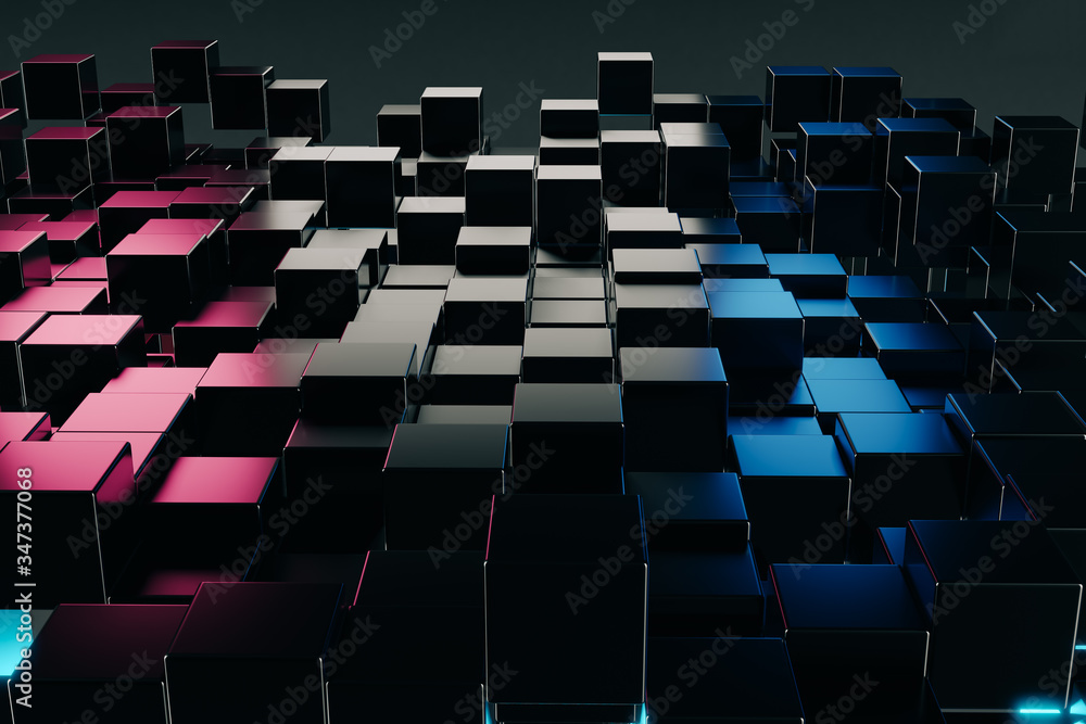 Poster Abstract Cube Particle Background construction block technology computer graphic background,3D illustration