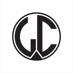 LC Logo monogram circle with piece ribbon style on white background