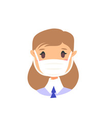 Set of male and female characters. Cartoon style masked people icons. Isolated guys avatars. Flat illustration protected men and women faces. Hand drawn vector drawing safe girls and boys portraits