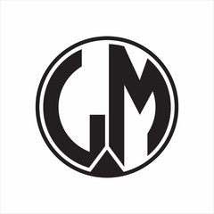 LM Logo monogram circle with piece ribbon style on white background