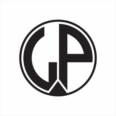 LP Logo monogram circle with piece ribbon style on white background