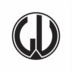 LU Logo monogram circle with piece ribbon style on white background