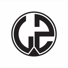 LZ Logo monogram circle with piece ribbon style on white background