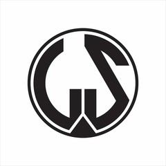 LS Logo monogram circle with piece ribbon style on white background