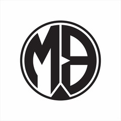 MB Logo monogram circle with piece ribbon style on white background