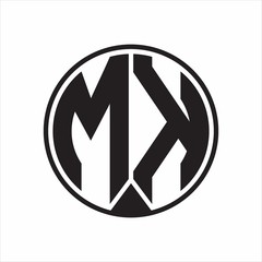 MK Logo monogram circle with piece ribbon style on white background