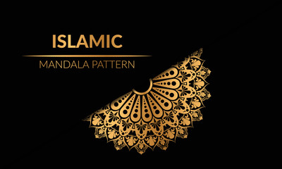 Islamic geometric mandala in golden color