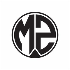 MZ Logo monogram circle with piece ribbon style on white background