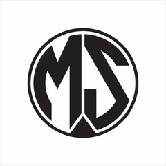 MS Logo monogram circle with piece ribbon style on white background