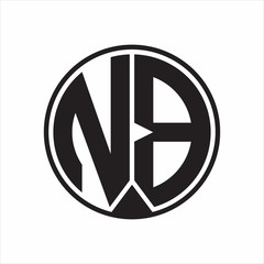 NB Logo monogram circle with piece ribbon style on white background