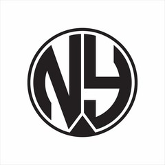 NY Logo monogram circle with piece ribbon style on white background