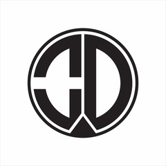 OD Logo monogram circle with piece ribbon style on white background