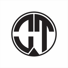 OT Logo monogram circle with piece ribbon style on white background