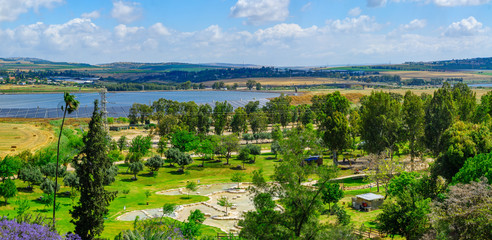 Fototapeta na wymiar Panoramic landscape of Harod Valley and the Jezreel Valley