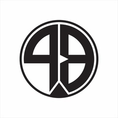 PB Logo monogram circle with piece ribbon style on white background