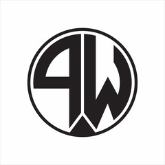 PW Logo monogram circle with piece ribbon style on white background