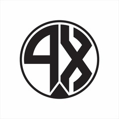 PX Logo monogram circle with piece ribbon style on white background