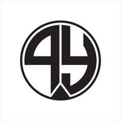 PY Logo monogram circle with piece ribbon style on white background