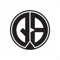 QB Logo monogram circle with piece ribbon style on white background
