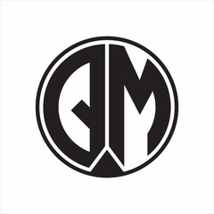 QM Logo monogram circle with piece ribbon style on white background