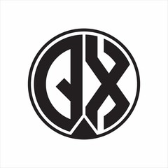 QX Logo monogram circle with piece ribbon style on white background