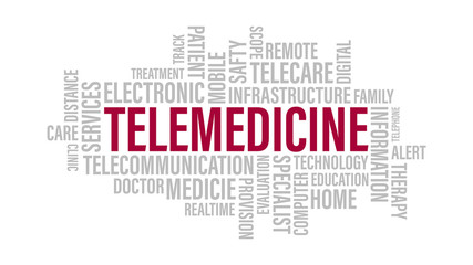 Obraz premium Telemedicine Word Cloud. Telehealth remote medicine word tag on white background concept.