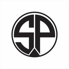 SP Logo monogram circle with piece ribbon style on white background