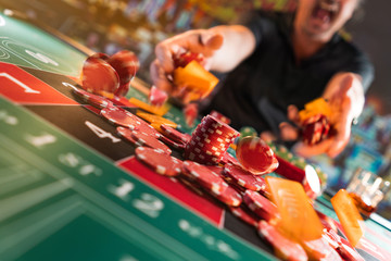 Man playing roulette at the casino