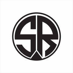 SR Logo monogram circle with piece ribbon style on white background