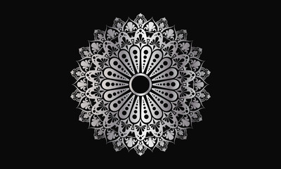 uxury islamic geometric mandala in Silver color