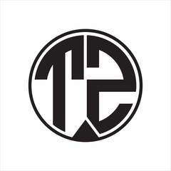 TZ Logo monogram circle with piece ribbon style on white background